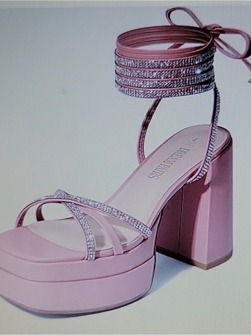 Dream Pairs Platform Ankle-Tie Sandal in Pink with Rhinestone Straps size 9